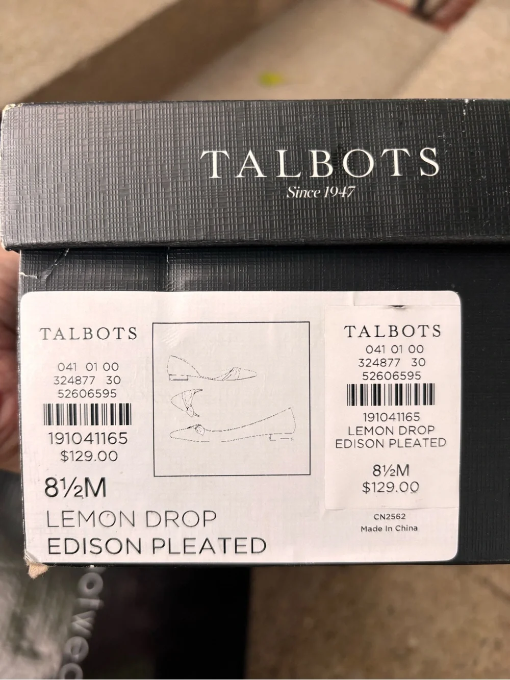 Talbots “lemon drop” Yellow Pointed Knot Leather Flats